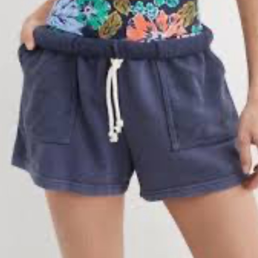 Aerie Blue Athletic Shorts with Drawstring Waistband